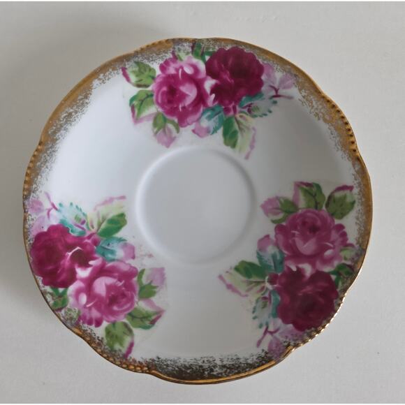 Royal Halsey Very Fine Saucer Pink Roses Gold Trim Japan 5.75" - Picture 1 of 4